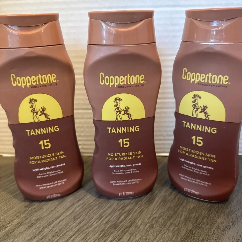 Coppertone Tanning Sunscreen Lotion SPF 15, 8 Fl. Oz. - Pack of 3